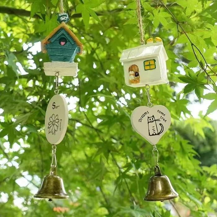 Stok Baru Lonceng Angin Lucu Karakter Kartun Doraemon Hiasan Taman Rumah Kreatif Material Resin