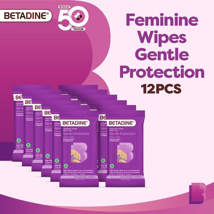 Betadine Feminine Wipes Tissue Basah Pembersih Kewanitaan 12 Pack