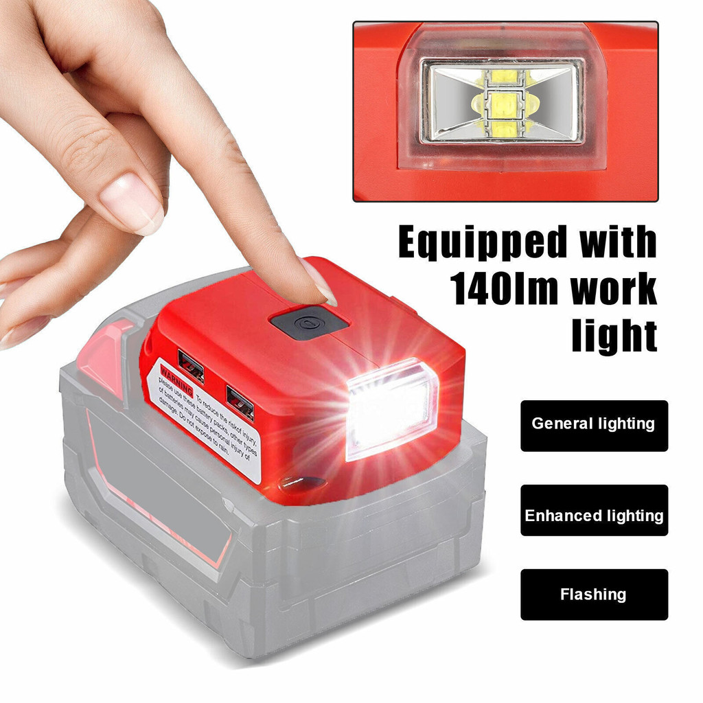Terbaik Battery Adapter For Milwaukee 18V Battery USB Charger Power Source with USB & Type C Port DC