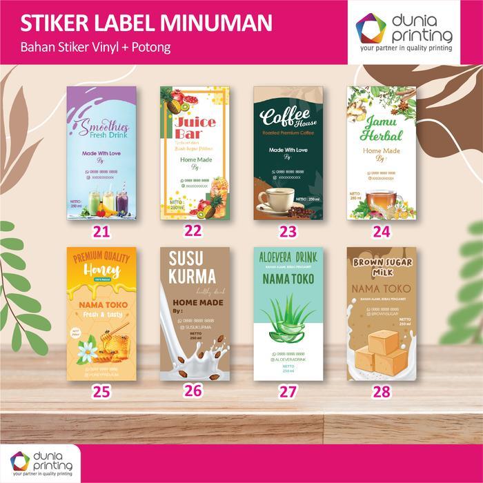 "New" Stiker Label Premium Botol Minuman Kopi / Tea / Jamu 20 pcs