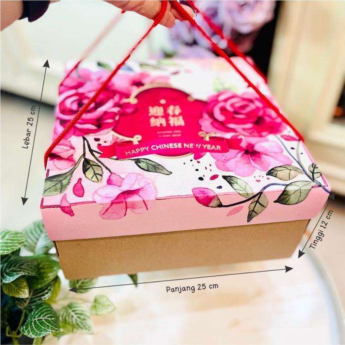 Stok Baru Box Marmer Cake Imlek Kotak Roti Kue Lapis Legit 25x25 Dus Bolu Jinjing CNY