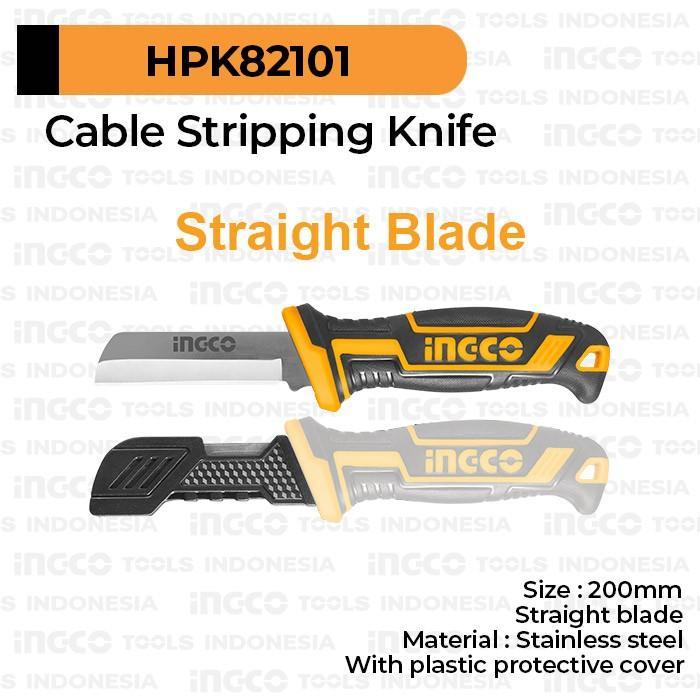 Cable Stripping Knife (Straight 8) Ingco Hpk82101 Pisau Lurus Kupas Pengupas Kabel Stainless Steel