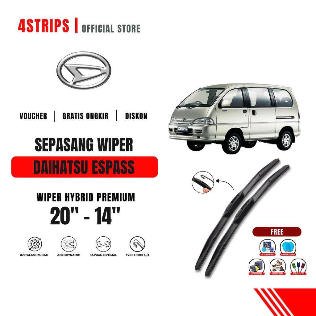 Wiper Daihatsu Espass Hybrid Kaca Depan Mobil Free 5 Bonus