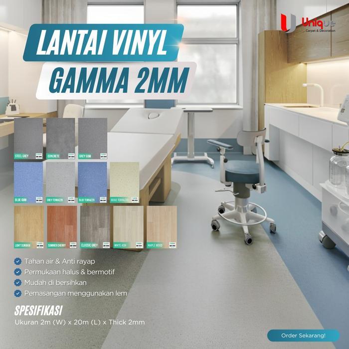 Gamma Vinyl Roll Flooring Heterogeneous Motif Kayu 2mm / Vinyl Lantai Lebar 2m Klinik Ruang Inap