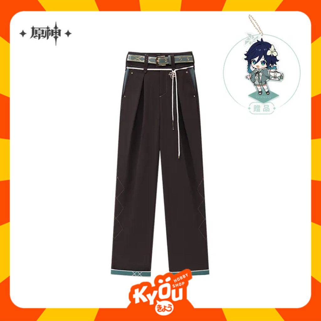 [Bonus Acrylic Keychain] Venti Theme Black Long Pants - Genshin Impact