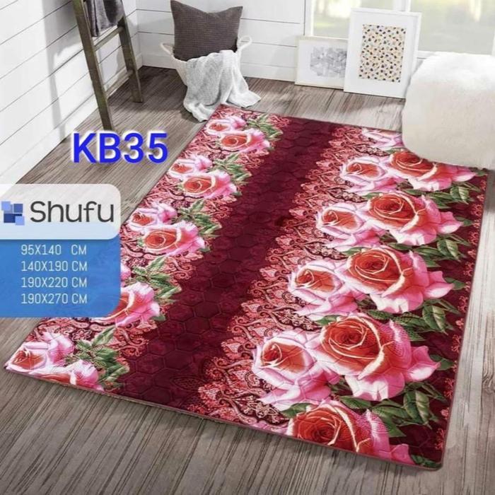 KARPET MALAYSIA SHUFU UKURAN 190X270CM KETEBALAN 18MM MOTIF KEMBANG Bunga shufu karpet shufu