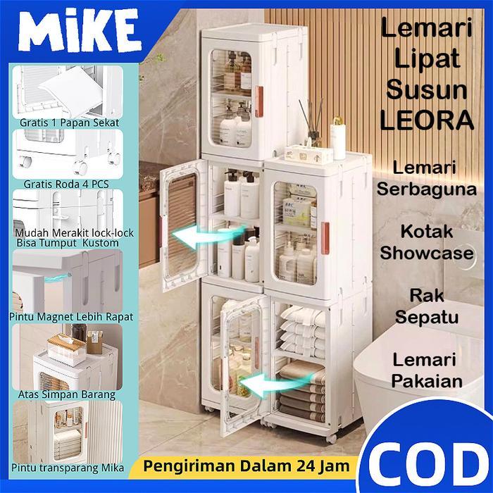 Terlaris MIZCA Lemari Lipat Susun Plastik Serbaguna LEORA Lemari Pakaian Plastik Lemari Portable