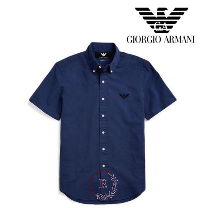 Giorgio Armani Kemeja Polos Pria Slim fit Lengan Pendek Shirt Pria Kantor Bisnis M L XL