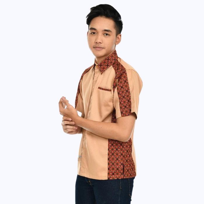 SERAGAM KARYAWAN KANTOR KOMBINASI BATIK CREAM TERRACOTTA BAJU KERJA PANJANG PENDEK