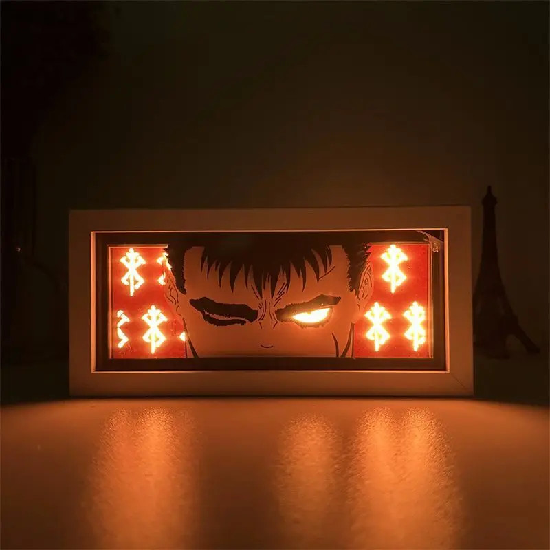Berserk Paper Carved Lamp Anime Figure Guts Griffith 3D LED Color Light Box Room Decoration Collect