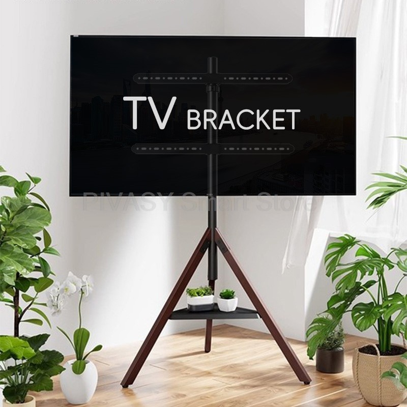 Adjustable Floor TV Stand with Tripod Base Height TV Holder for 32" to 75" LCD OLED Flat Screens