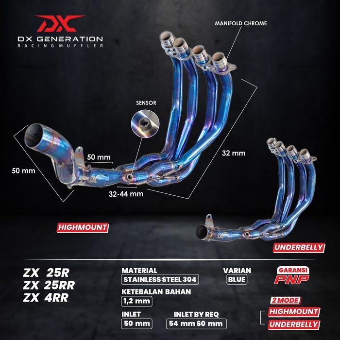 Knalpot Pro Race ZX25R DX Generation Racing - blue
