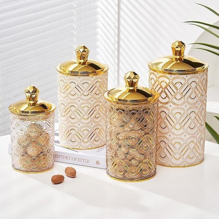 3Pcs/Set Toples Lebaran Aesthetic Mewah / Toples Mewah Aesthetic Plastik Vintage Emas / Toples Kue