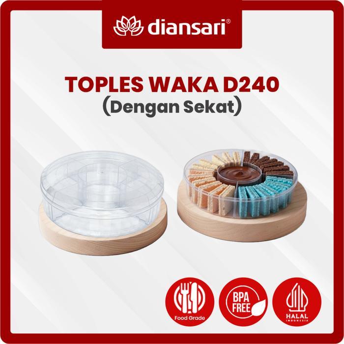 ASLI DIANSARI Toples WAKA D240 Bundar Sekat Kue Kering Lebaran 1 kg BPA Free Kedap Udara Tutup Kokoh