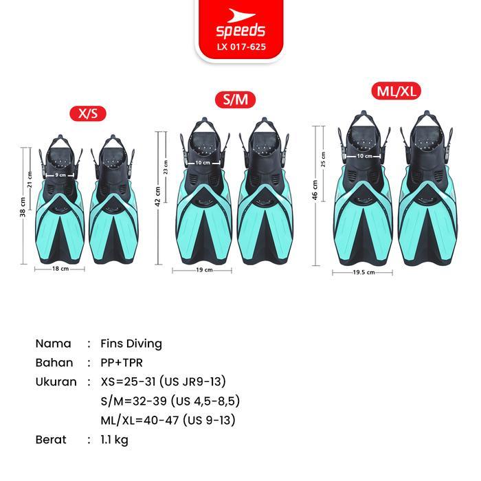 SPEEDS Kaki Katak Renang Snorkeling Fins Diving Kaki Selam Fleksibel Perlengkapan Alat Menyelam