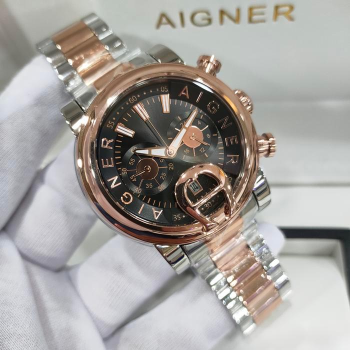 Jam Tangan Pria AIGNER BARI A37500 Combi Rosegold Fullset Box Original