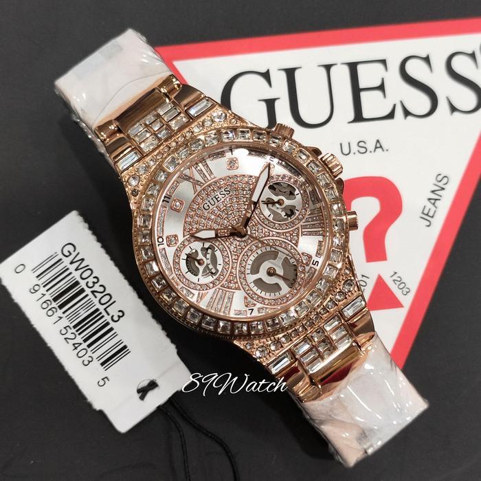 Jam Tangan Wanita Guess Original Gw0320L3 Stainless Rosegold Fullset