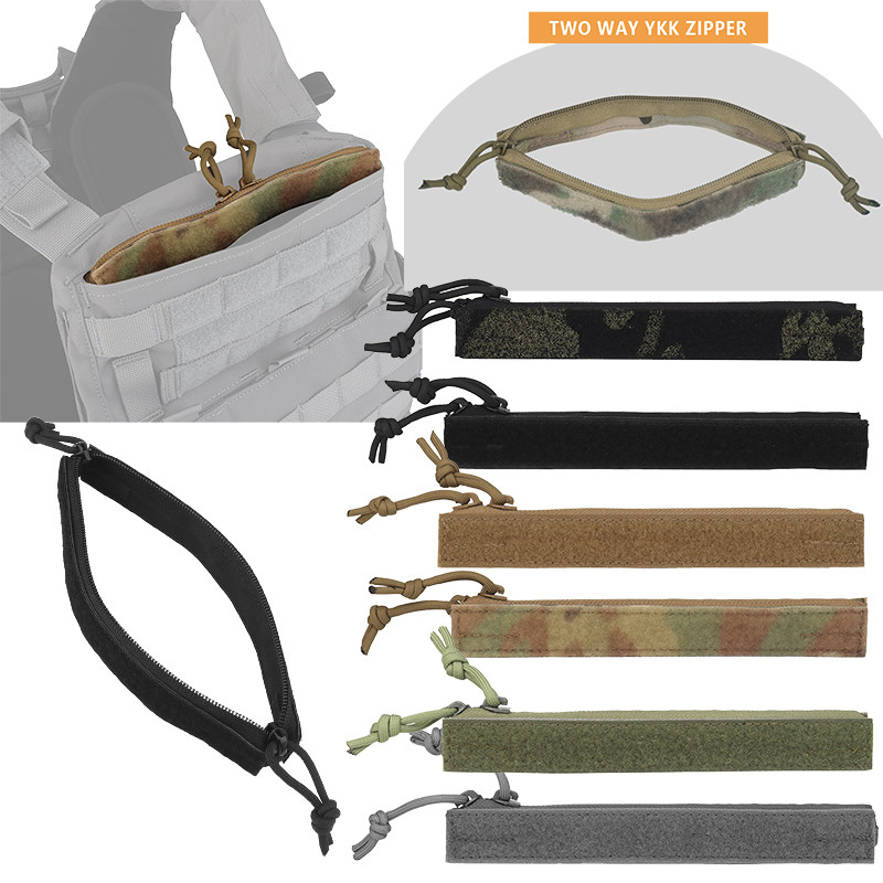 Tactical Vest Double Zipper Insert Pouch For Crye Avs Vest Storage Pocket Zipper Cover Airsoft