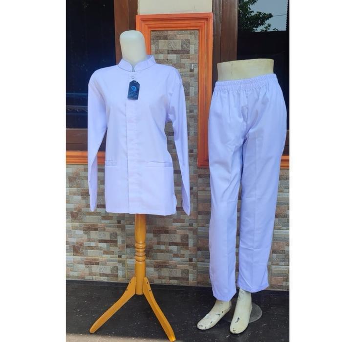Seragam Perawat Putih Lengan Panjang Pendek Baju Oka Perawat Wanita Setelan Rok Celana Blazer Kerja