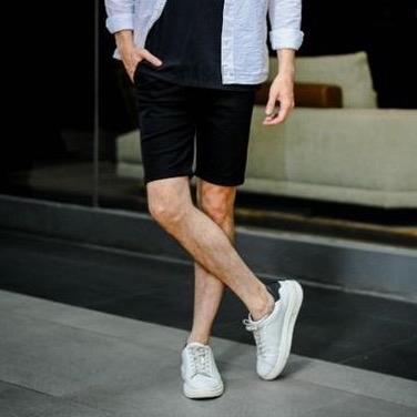 ORIGINAL LOD.DENIM X CASTE - Celana Pendek Hitam Chinos Pria - BLACK READY STOCK