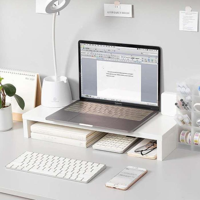 Wooden Monitor Stand DUDUKAN LAPTOP DAN MONITOR/DUDUKAN KOMPUTER/RAK MEJA KOMPUTER