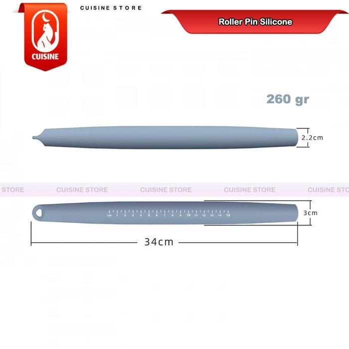 Rolling Pin Silikon Anti Lengket dan Alas Adonan Dough Matras Pengukur Skala Set Alat Baking Dapur