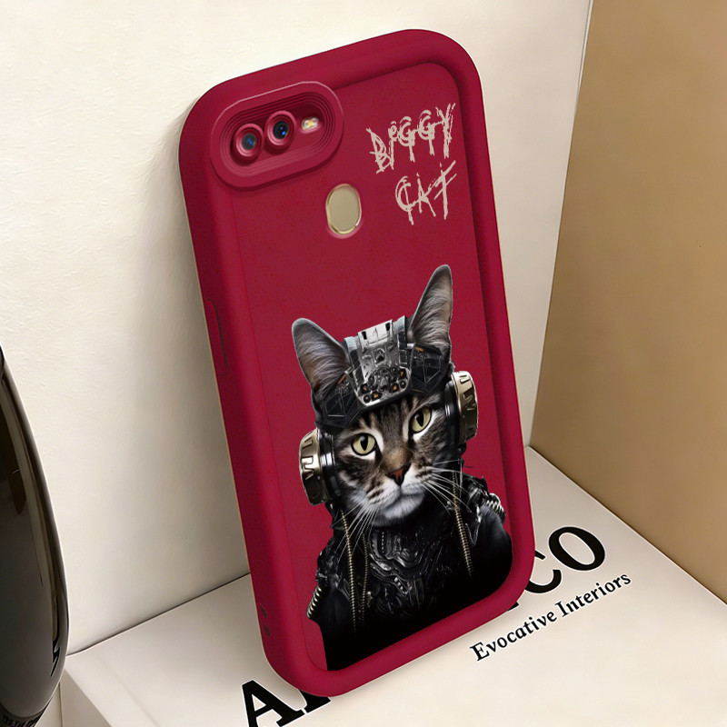 Casing Hp untuk OPPO A7 A5s A12 A12s A11K Case Mechanical cat Kasing silikon Cesing Anti Crack Tahan
