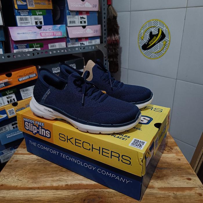 ASLI Slip On Go Walk 6 - Lovely Day Navy / Blue Wo READY STOCK