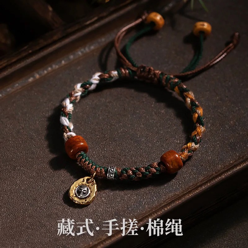 Handmade Good Lucky Tibetan Bracelet Tibetan Silver Charm Rope Bracelet & Bangles Unisex Knots Red