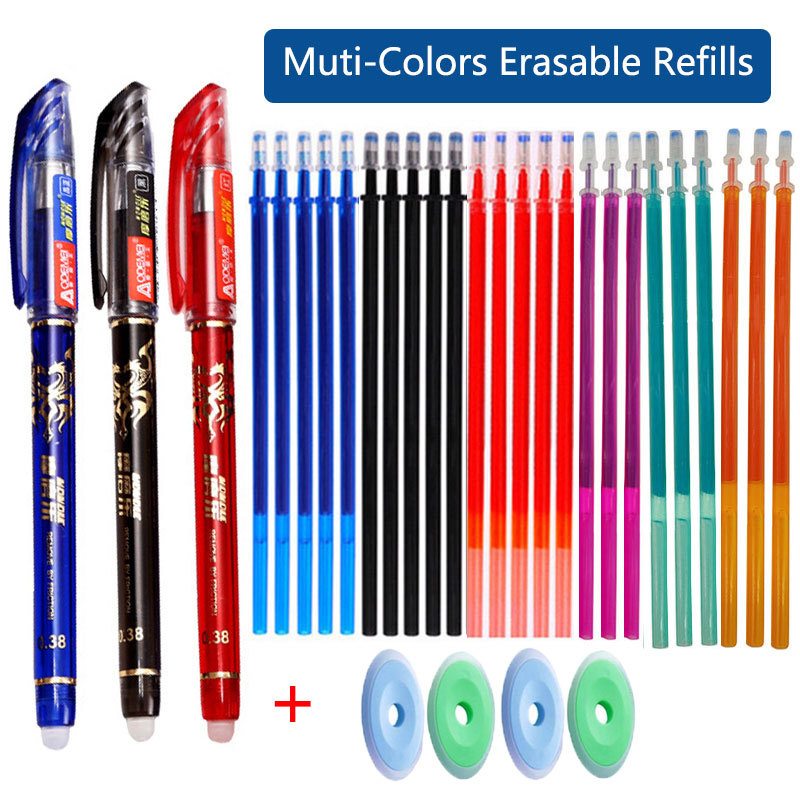 Muti-Colors ink Erasable Gel Pen Set Ballpoint Pens Rod 0.5mm Refills Washable Handle Stationery