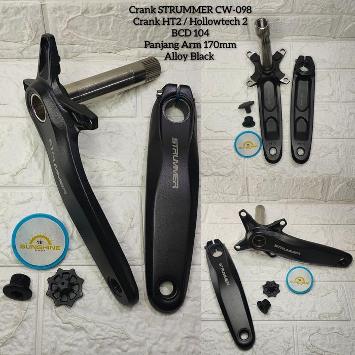 Crank HT2 Hollowte 2 STRUMMER CW098 BCD 104 SYMMETRIC Arm 170mm 165mm Alloy Sepeda MTB Roadbike