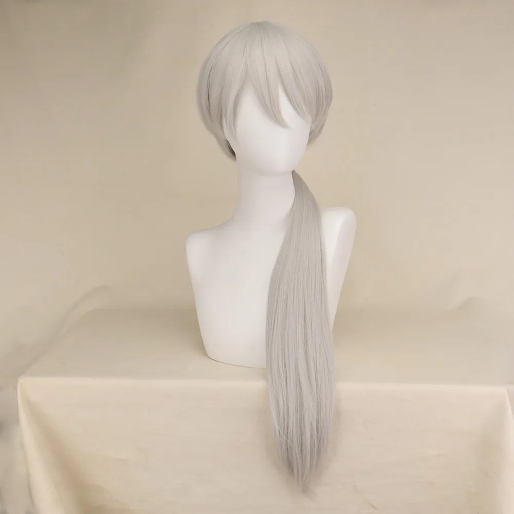 Anime Chainsaw Man Quanxi Cosplay Silver Long Wig Eyes Patch Halloween Party Role Play
