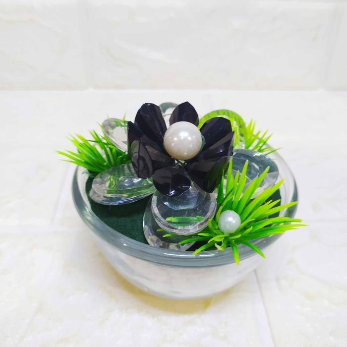 Sukulen Teratai Bening Akrilik - Pajangan Bunga Imitasi Dekorasi Cantik