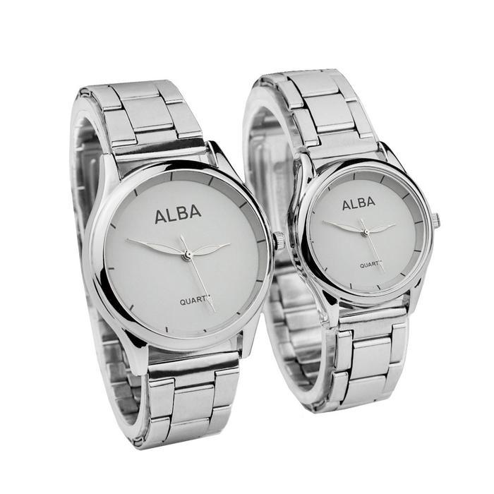 Jam Tangan Alba Rantai Couple Analog Stainless Steel Baterai Jepang Watches Pria Wanita