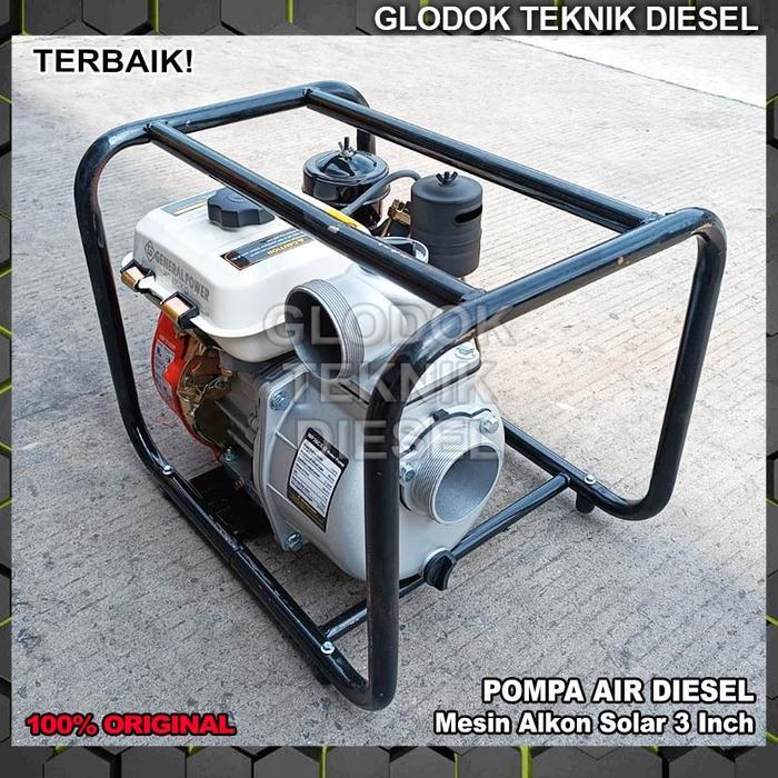 GENERAL WP30CX Mesin Alkon Diesel Solar 3 Inch 6.5Hp Water Pump Mesin Pompa Penyedot Air Irigasi Saw