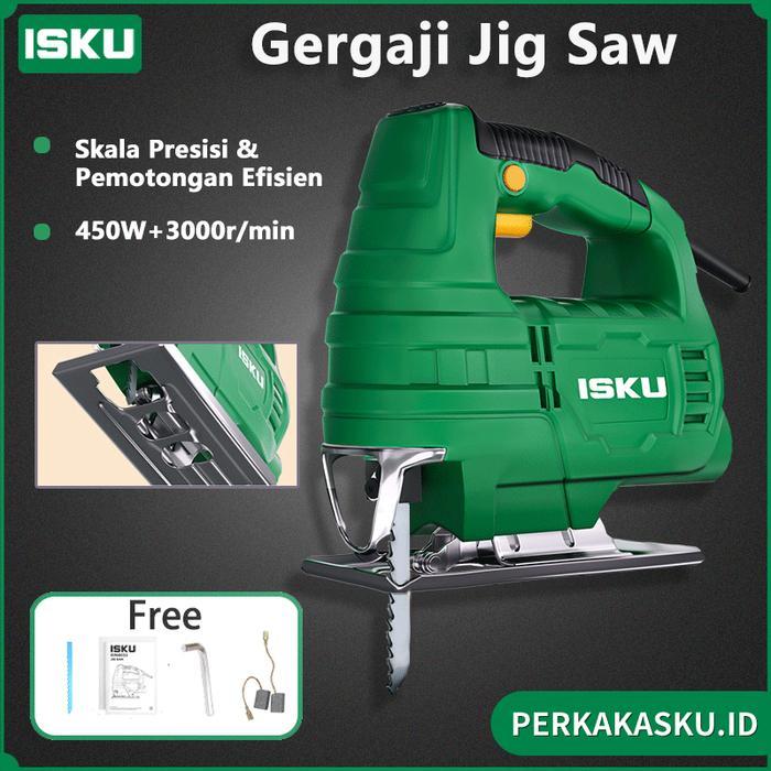 PROMO! ISKU Mesin Gergaji Kayu Jig Saw 450W Mesin Gergaji Ukir Jigsaw Potong Kayu Listrik Jig Saw