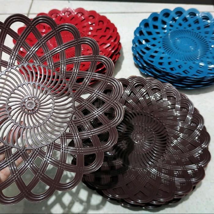 3 LUSIN / 36 Pcs Piring Rotan Plastik Piring rotan anyam kotak makan