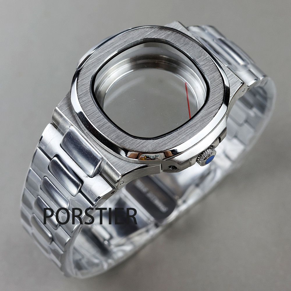 40mm Watch Cases Watchband Parts Sapphire Crystal Glass For Modified Nautilus Seiko nh35 nh36