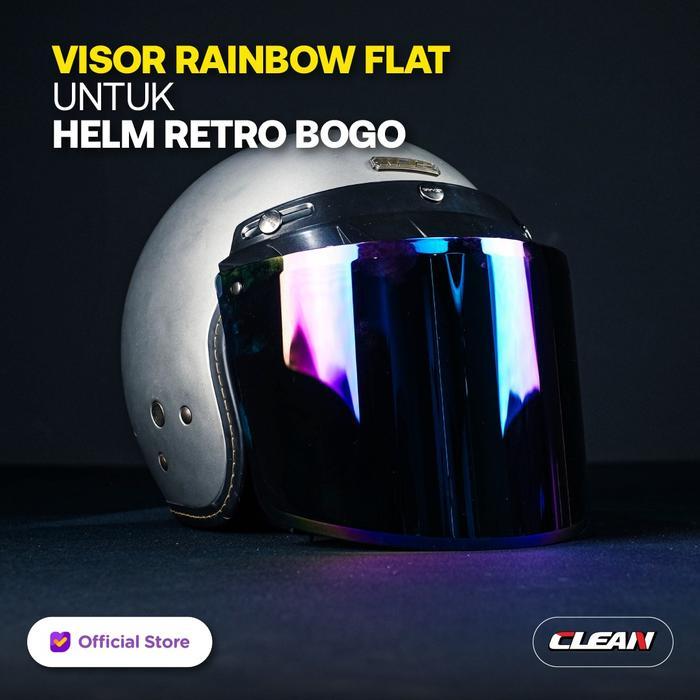 Clear Kaca Helm Bogo Flat Rainbow