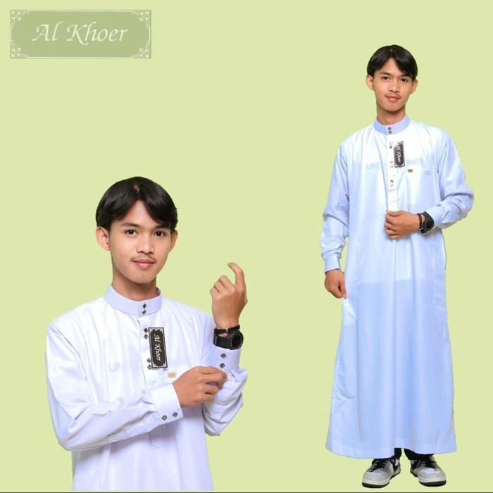 Alkhoer Jubah Madinah Gamis Bahan Embos Kancing Kotak Impor Jubah Peria Dewasa Termurah 2023 Muslim