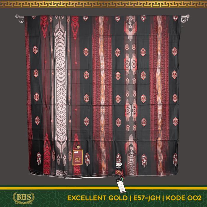 Sarung BHS Excellent JGH Gold Motif E57 JGH Jacquard Full Timbul Bahan Mercerized Cotton Halus dan