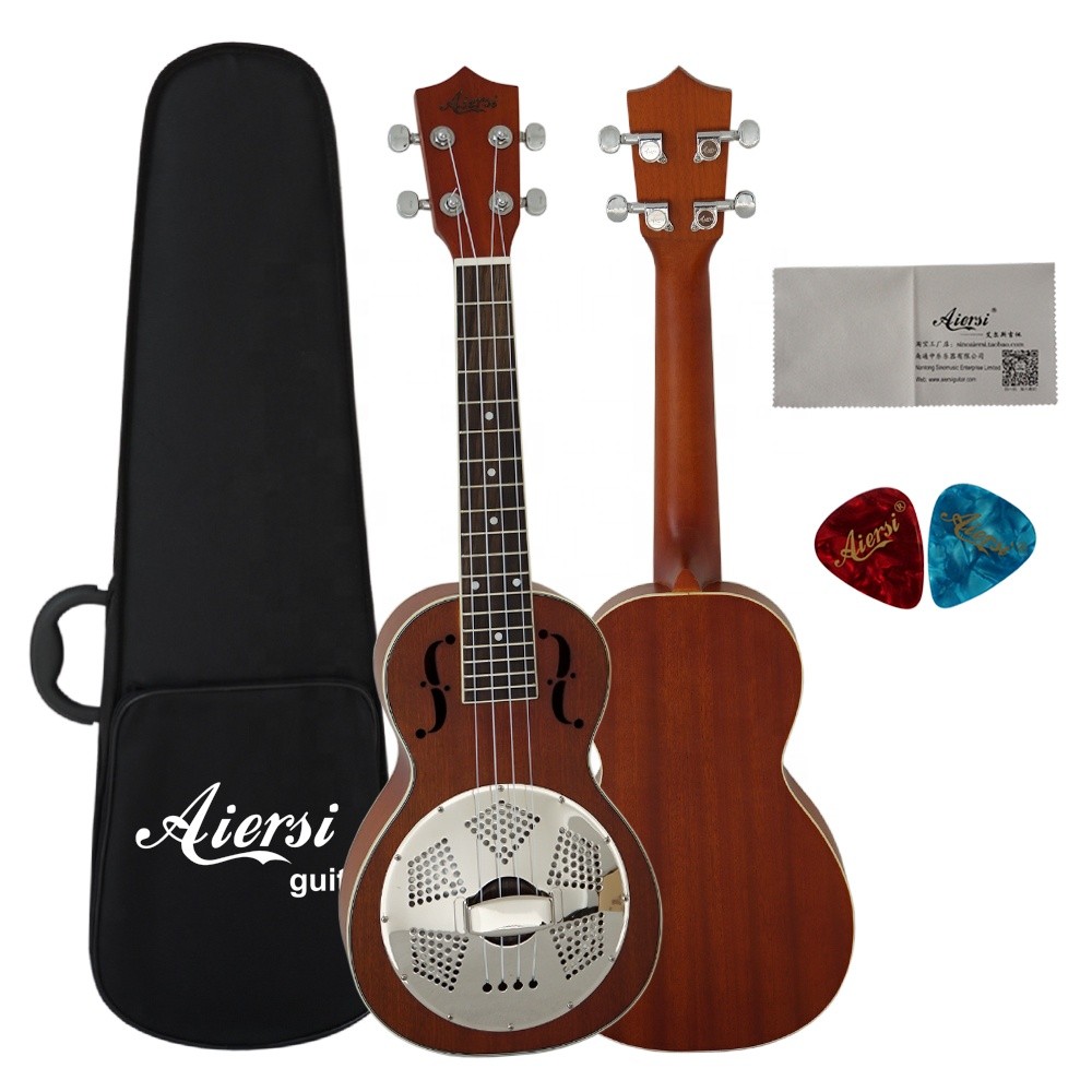 High Grade Quality Aiersi Brand Mahogany Body 24 Inch Concert Resonator Ukulele China Factory Made