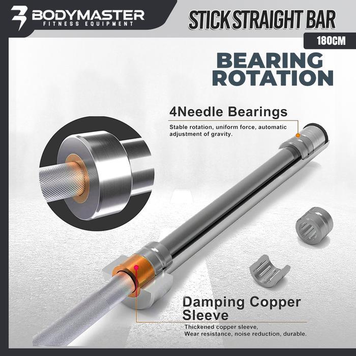 BODYMASTER Stick Olympia 180cm BM-A190, dumbell olympic bar barbel gym chrome stick bar diameter 5cm