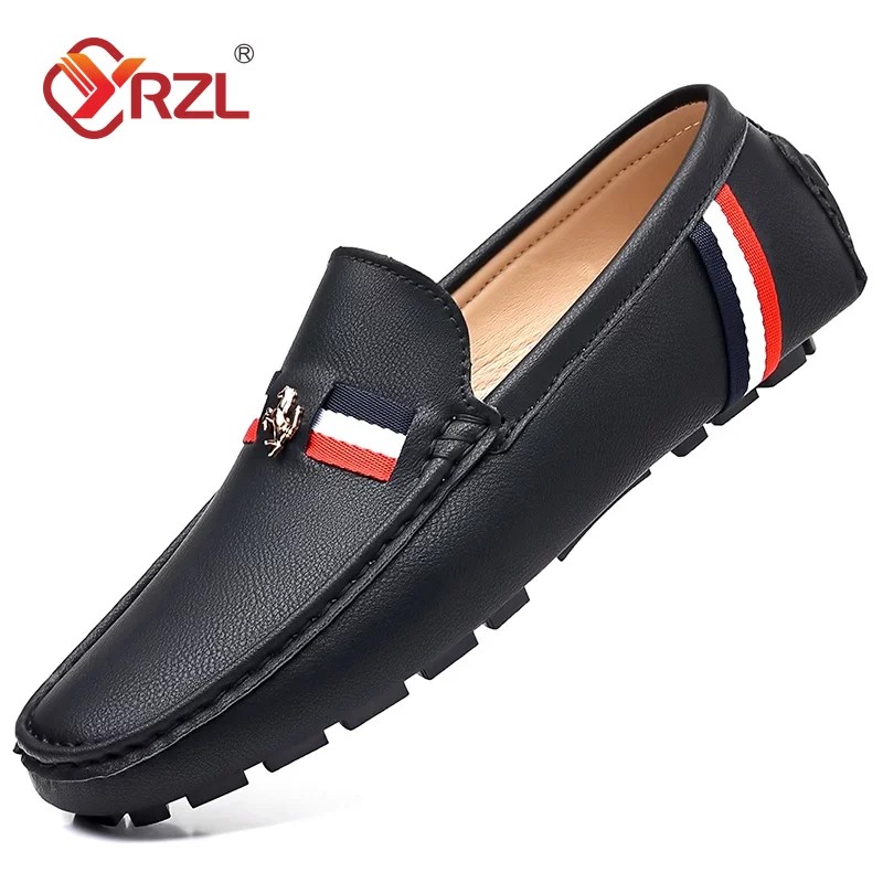 YRZL Loafers Men Casual PU Leather Loafers Mens Shoes Italian Comfortable Moccasins Luxury Formal
