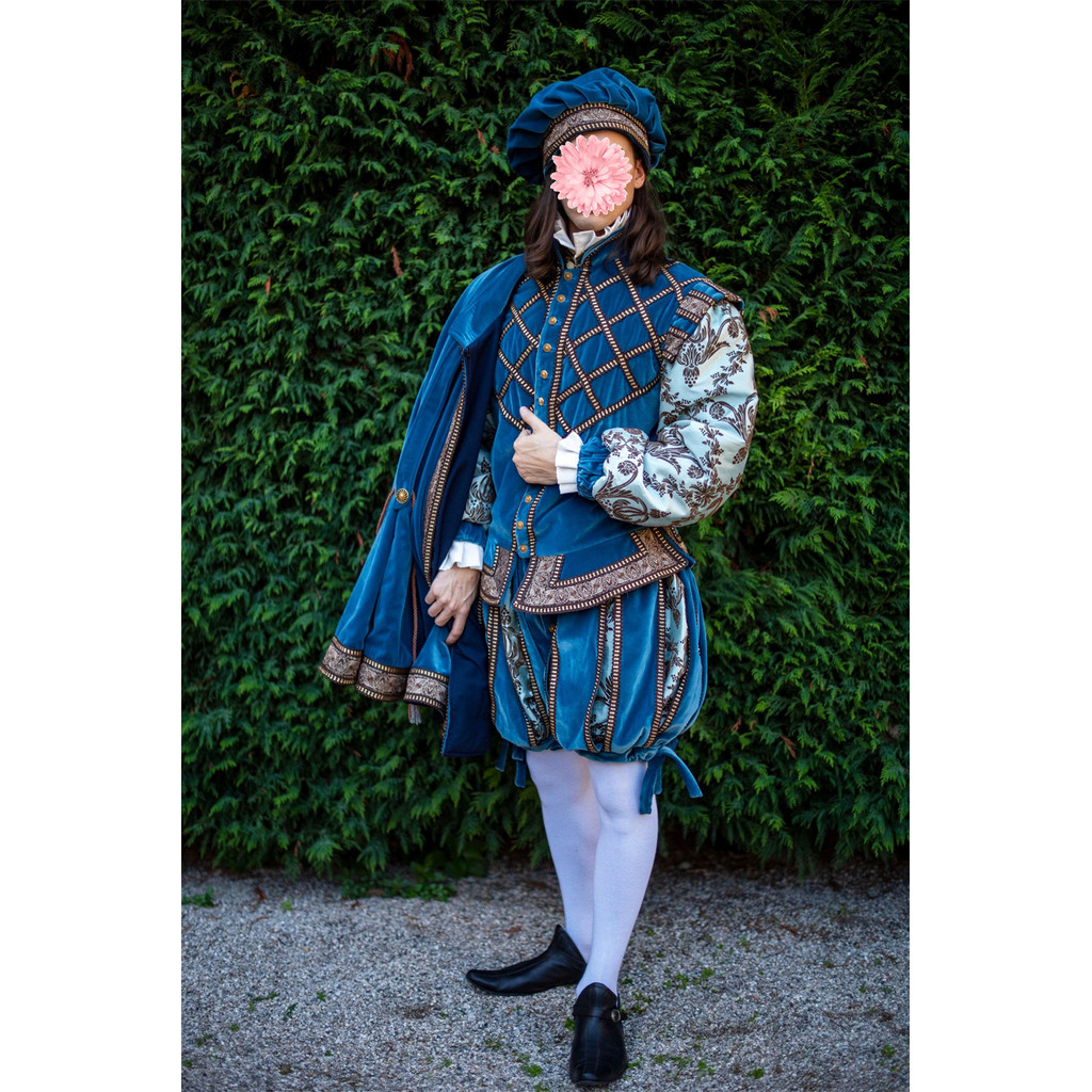Medieval Renaissance Tudor Mens Costume Blue Royal Noble Prince Costume Tudor Elizabethan King Henry