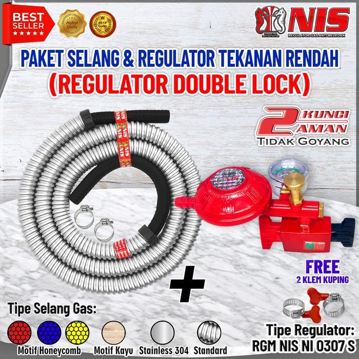 Ready Nis Paket Selang Gas + Regulator Kompor Gas Robot (NI 0307 S)