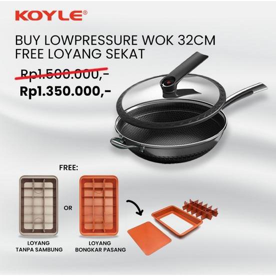 Special Bundle KOYLE Wajan Lowpressure 32 cm (Bonus Loyang Sekat)
