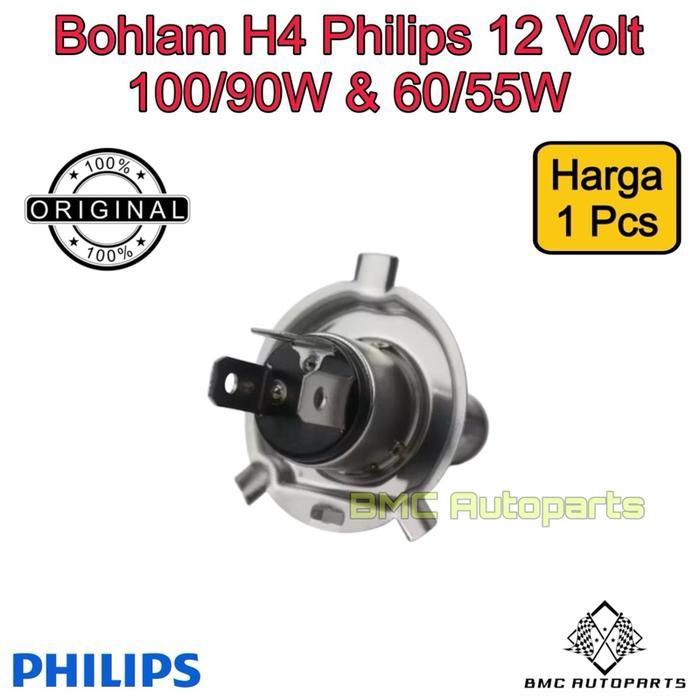 BOHLAM H4 PHILIPS 12V 60/55W & 100/90W ORIGINAL - LAMPU BESAR MOBIL H4