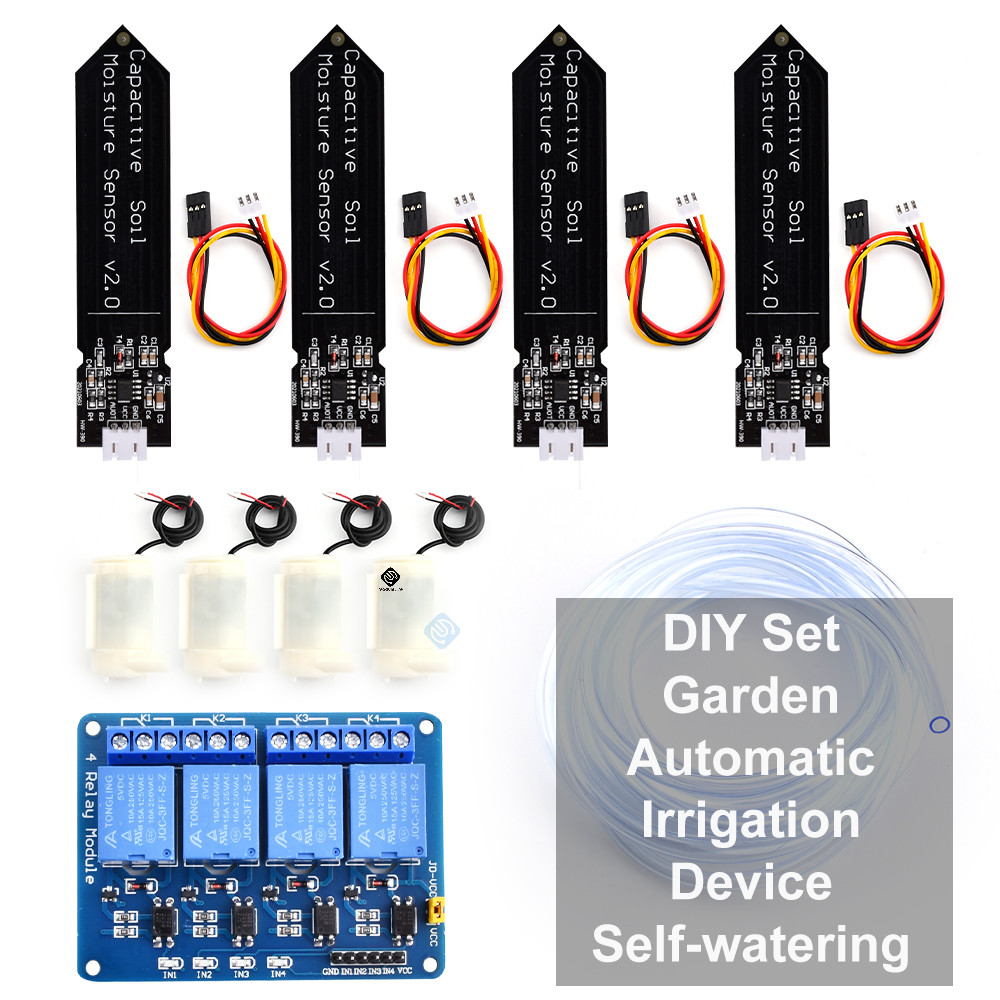 DC 5V Soil PH Meter Automatic Irrigation DIY Set 4CH Relay Self-Watering System For Garden Flower Au