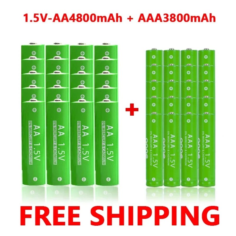 Alkaline battery 4800mAh aa Rechargeable battery 1.5V aa and aa Rechargeable battery charger 3800mAh